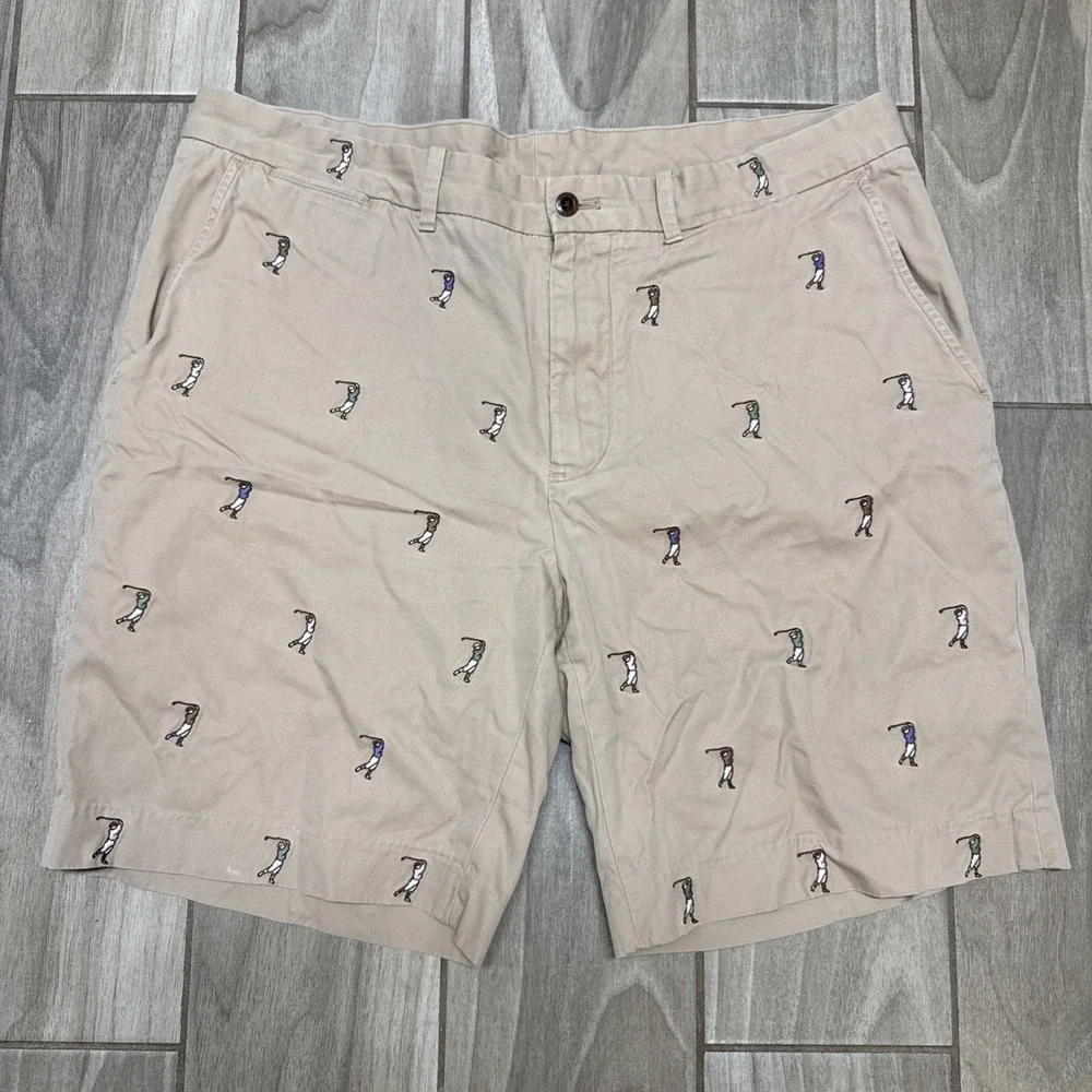 Polo Ralph Lauren Golf Size 38 Men's Khaki Chino Shorts All Over Golfer